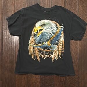 Vintage Black T-Shirt with Eagle Graphic; size XL